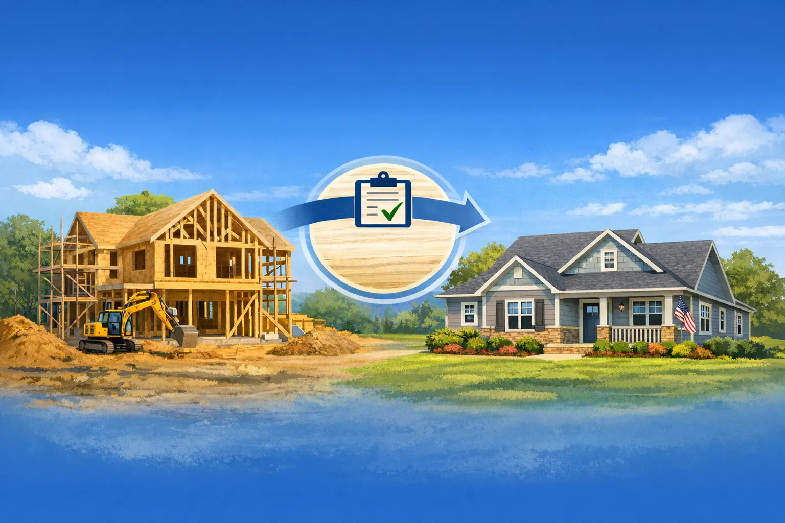 Custom Stick-built home built with Construction-to-permanent Loan